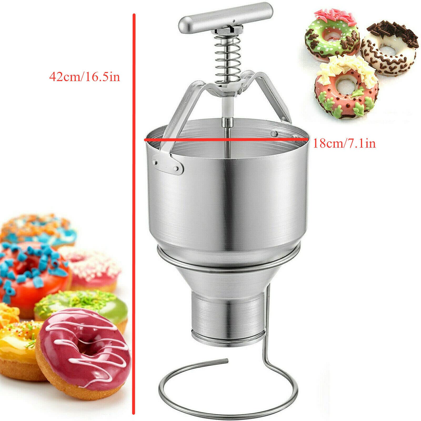Commercial Donut Depositor 5L Capacity - Manual Batter Dispenser with Stand & 6 Adjustable Thicknesses - Perfect for Bakeries, Donut Shops & Home Baking