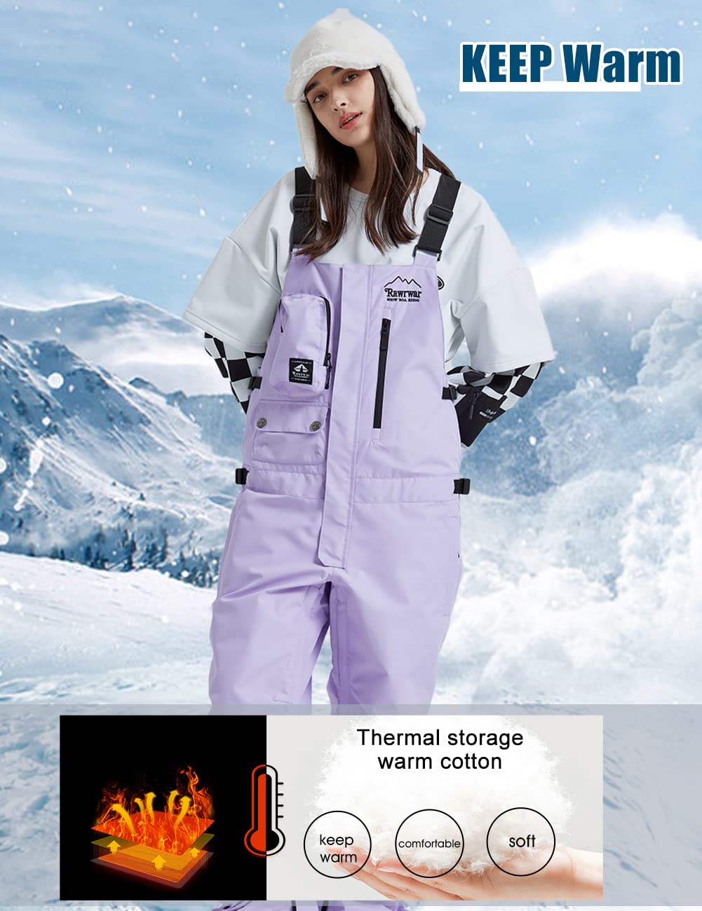 Waterproof Ski Bib Overalls for Men & Women - Insulated Windproof Snow Pants for Skiing, Snowboarding & Outdoor Winter Activities