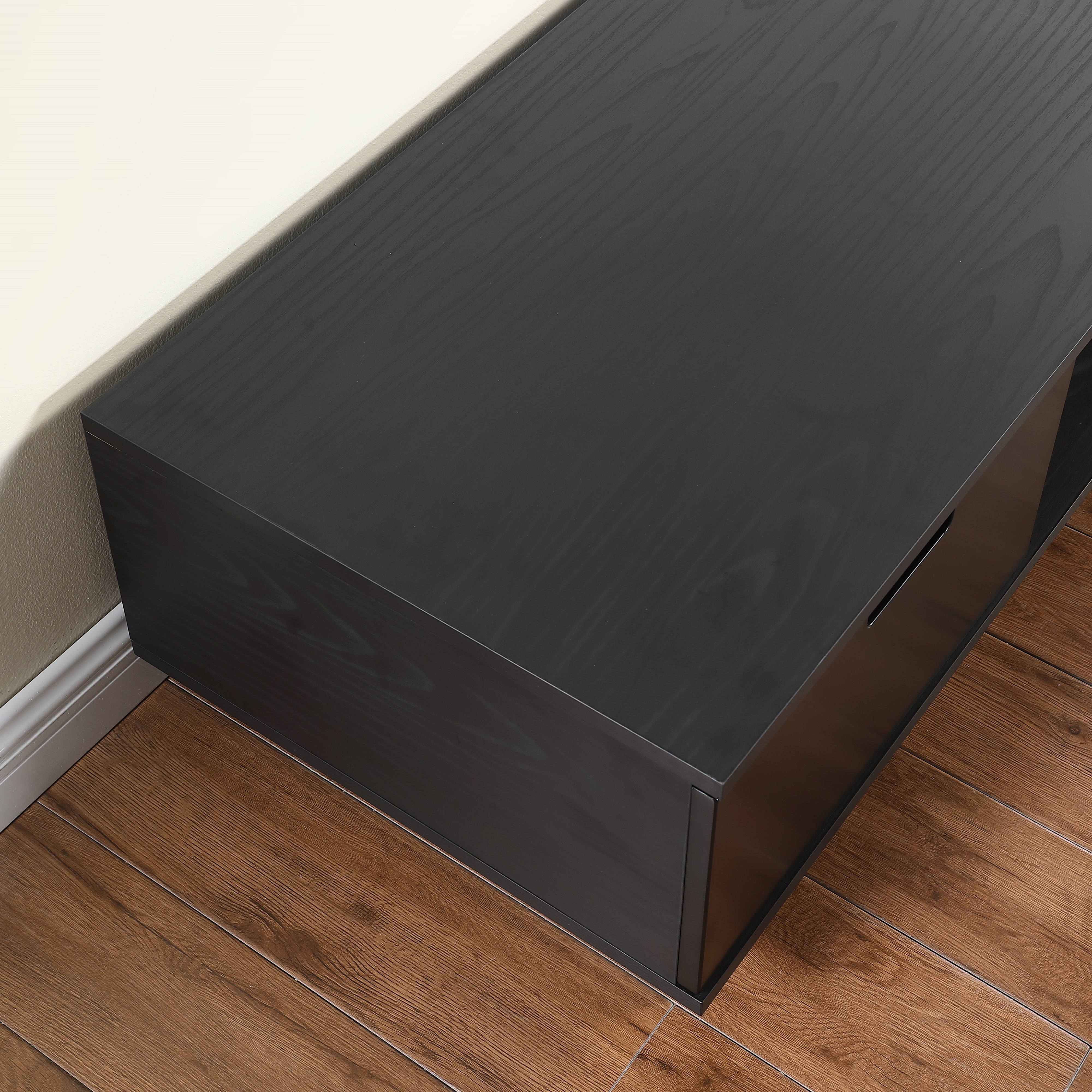 Tauris Rio 2200mm Low Line TV Stand - Black Oak Entertainment Center for Living Room, Bedroom & Home Theater