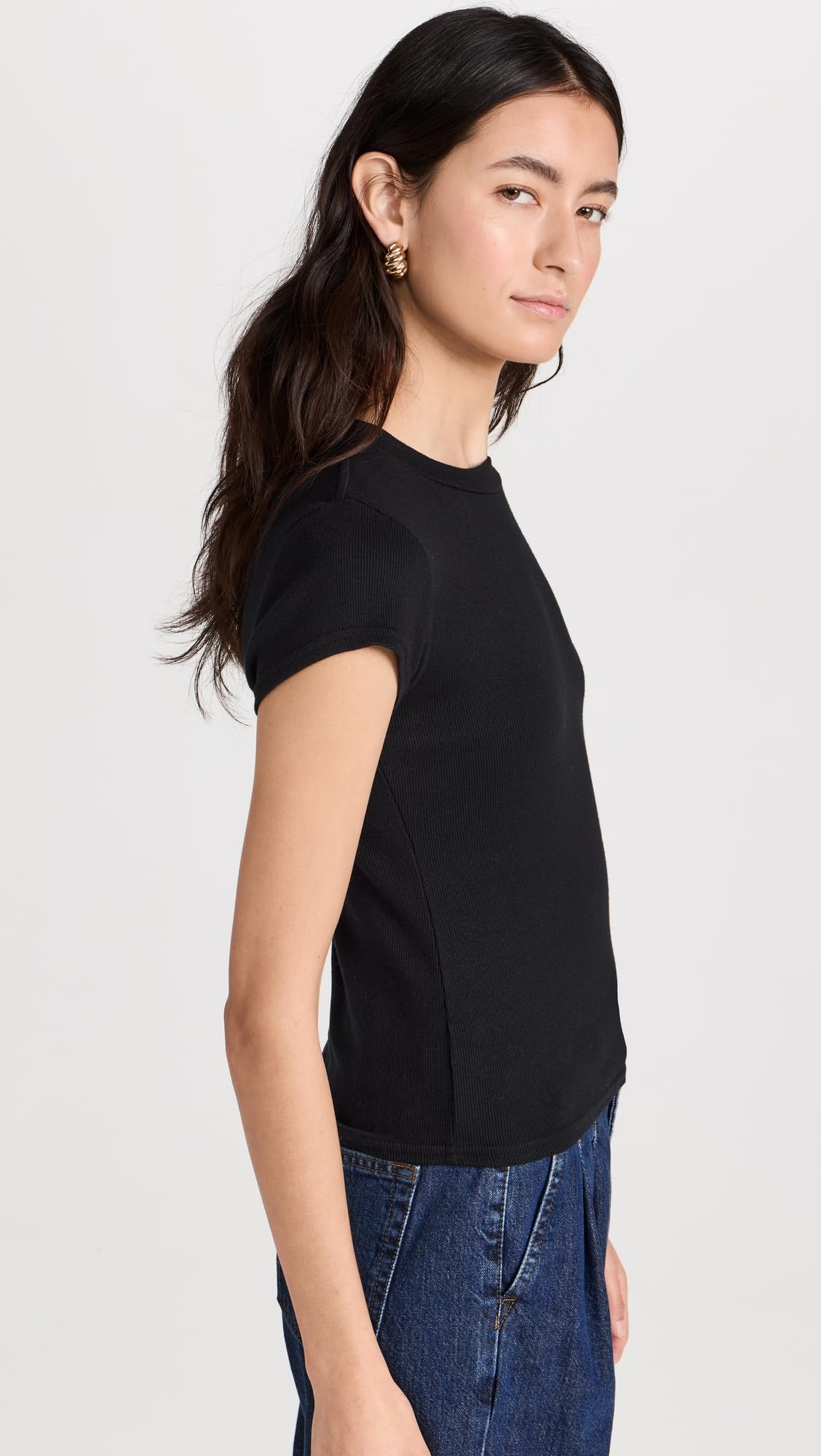 Perfect White Tee for Women - Jude Ribbed Baby Tee | Soft & Stretchy Casual Top for Everyday Wear, Layering & Outfits