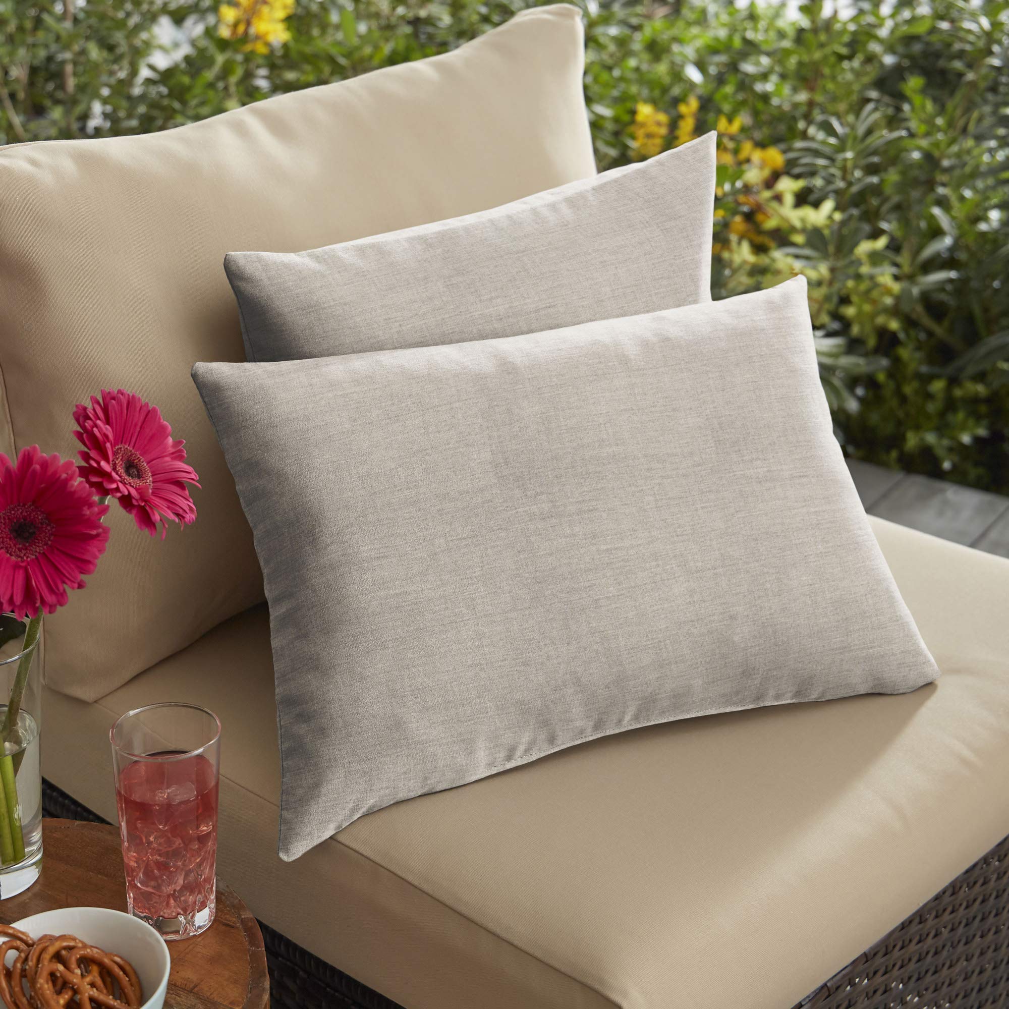 Premium Set of 2 Silver Rectangular Throw Pillows - 20