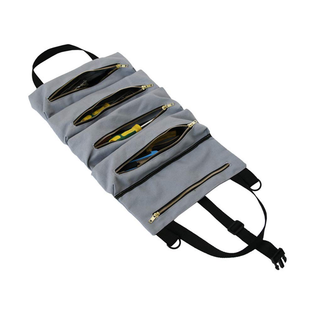 Durable Tool Roll Bag - Heavy Duty Wrench Roll Up Pouch & Multi-Purpose Tool Organizer for Mechanics, DIY, Car Repair | Hanging Car Back Seat Storage & Workshop Tool Organizer Bag