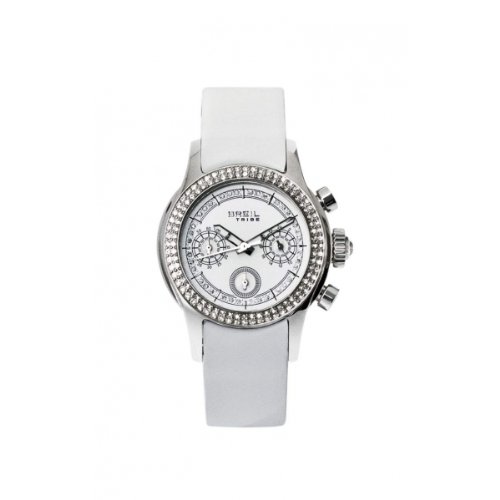 Breil Tribe Women's Chronograph Watch with Crystal Bezel & White Leather Strap TW0504 - Perfect for Office, Party & Everyday Wear
