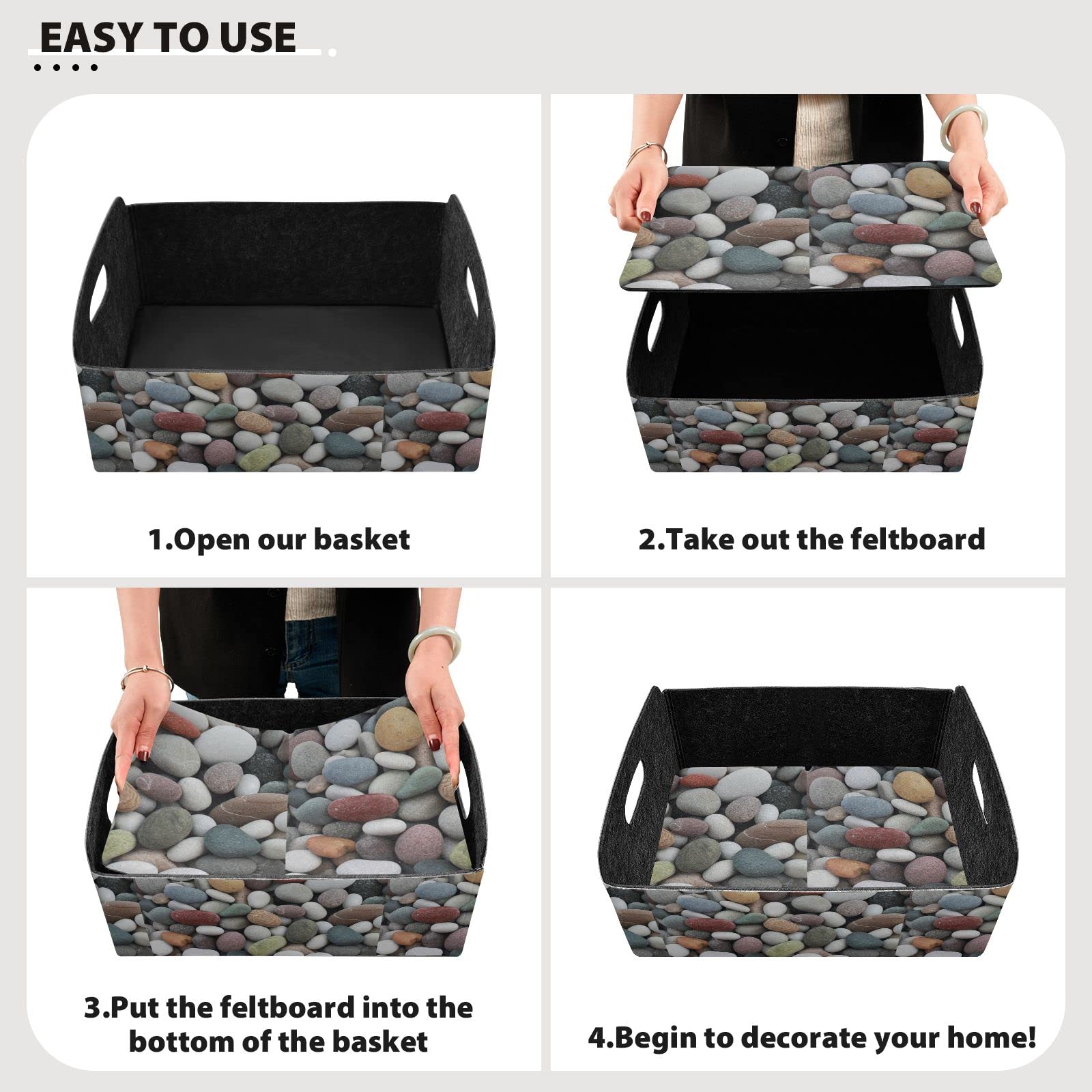 Stylish Rectangular Desk Organizer Tray with Pebble Texture - Felt Cloth Jewelry & Vanity Storage, Detachable & Foldable for Countertop, Tissues & Valet Use - Perfect for Home Office, Bathroom & Dressing Table Organization