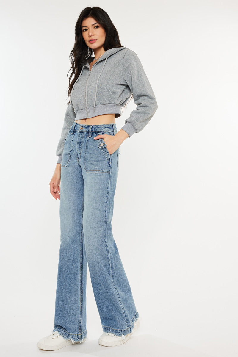 Yezmin High Rise Wide Flare Jeans for Women - Stretchy Denim Pants with Bootcut Fit | Perfect for Casual Wear, Office & Date Nights