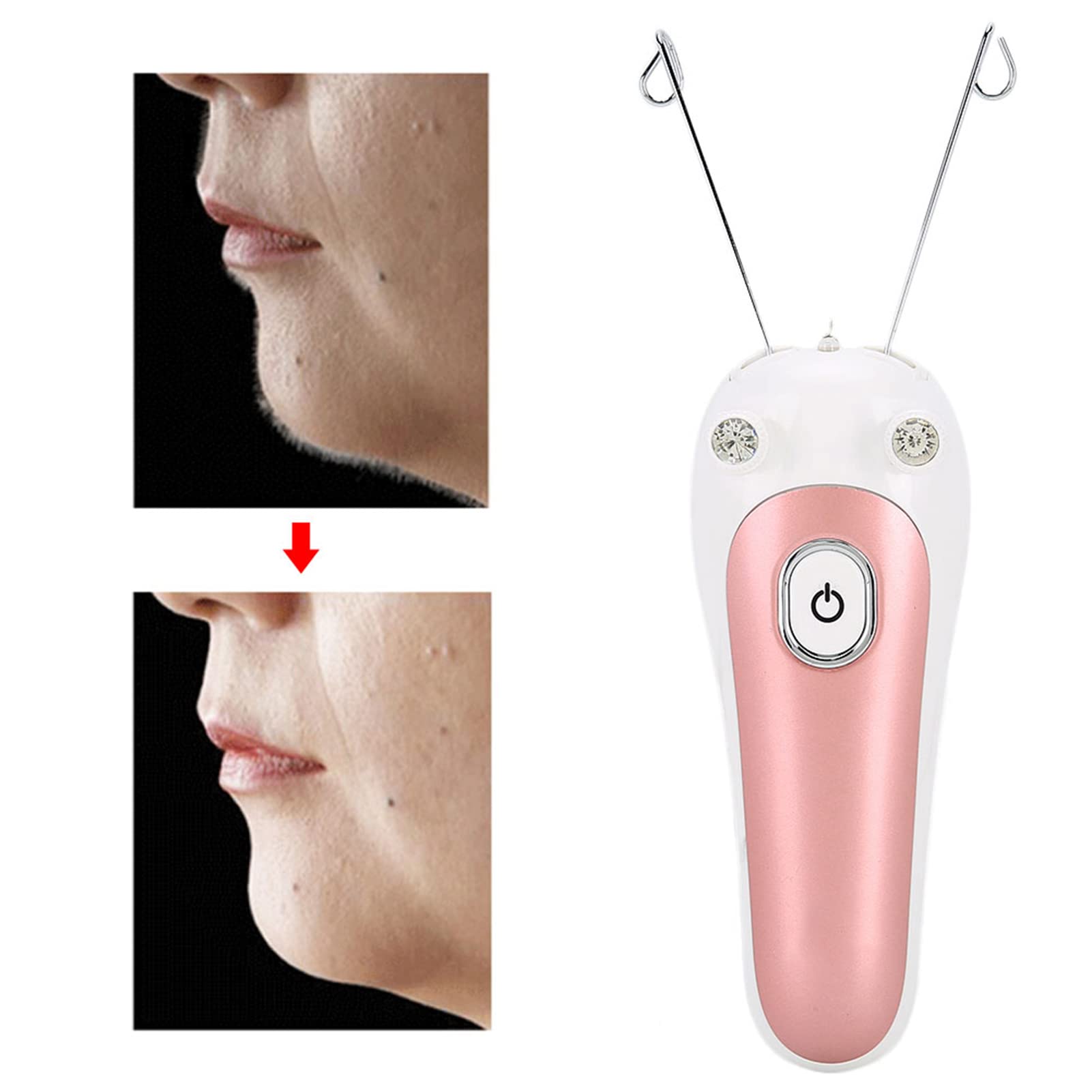Electric Hair Remover & Epilator - USB Rechargeable Facial Threading Tool for Eyebrows, Face, Arms & Legs | Painless Hair Removal for Smooth Skin at Home | Perfect for Travel & Daily Grooming (Pink)