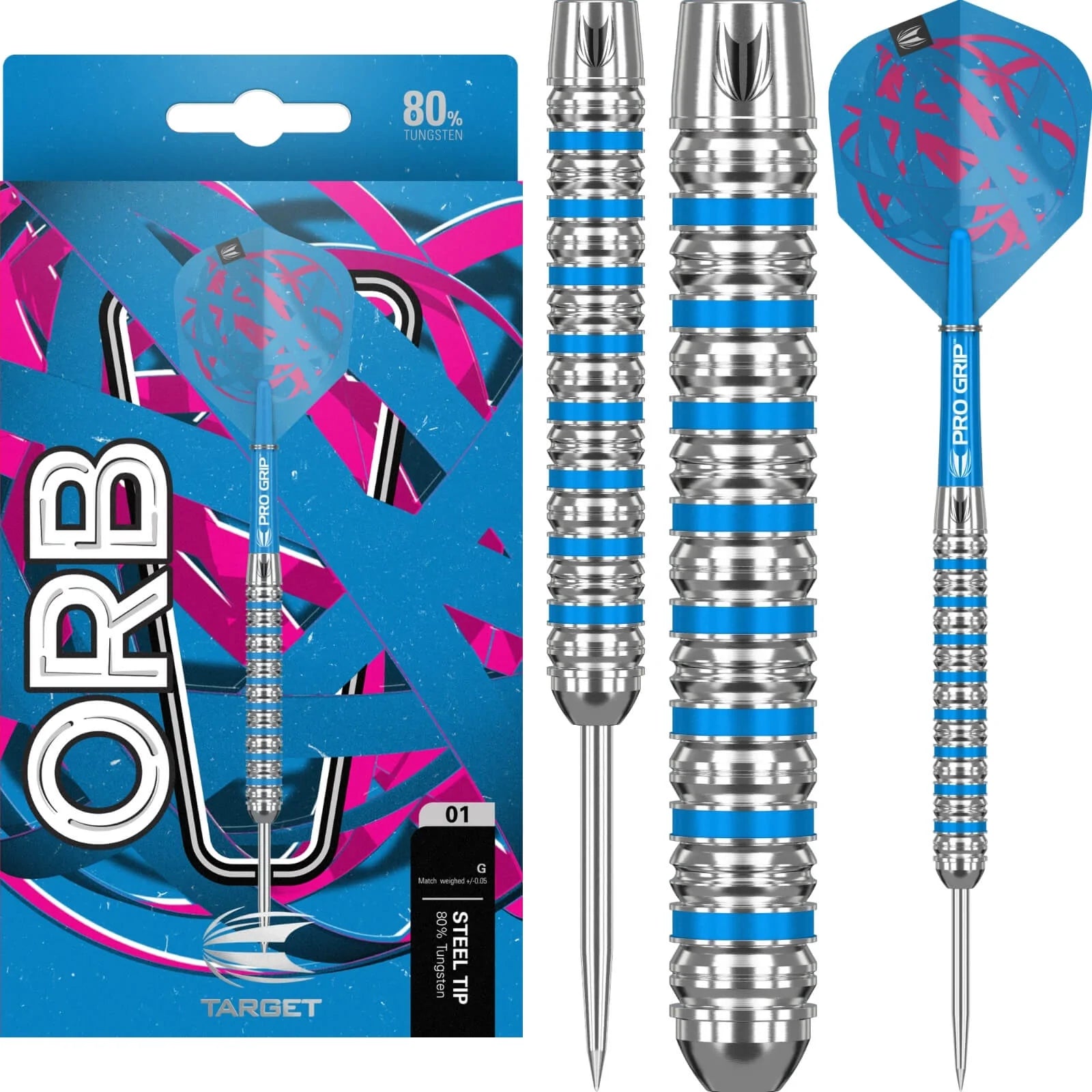 Target Orb 01 Steel Tip Darts - 80% Tungsten Professional Darts for Bars, Pubs & Competitive Play