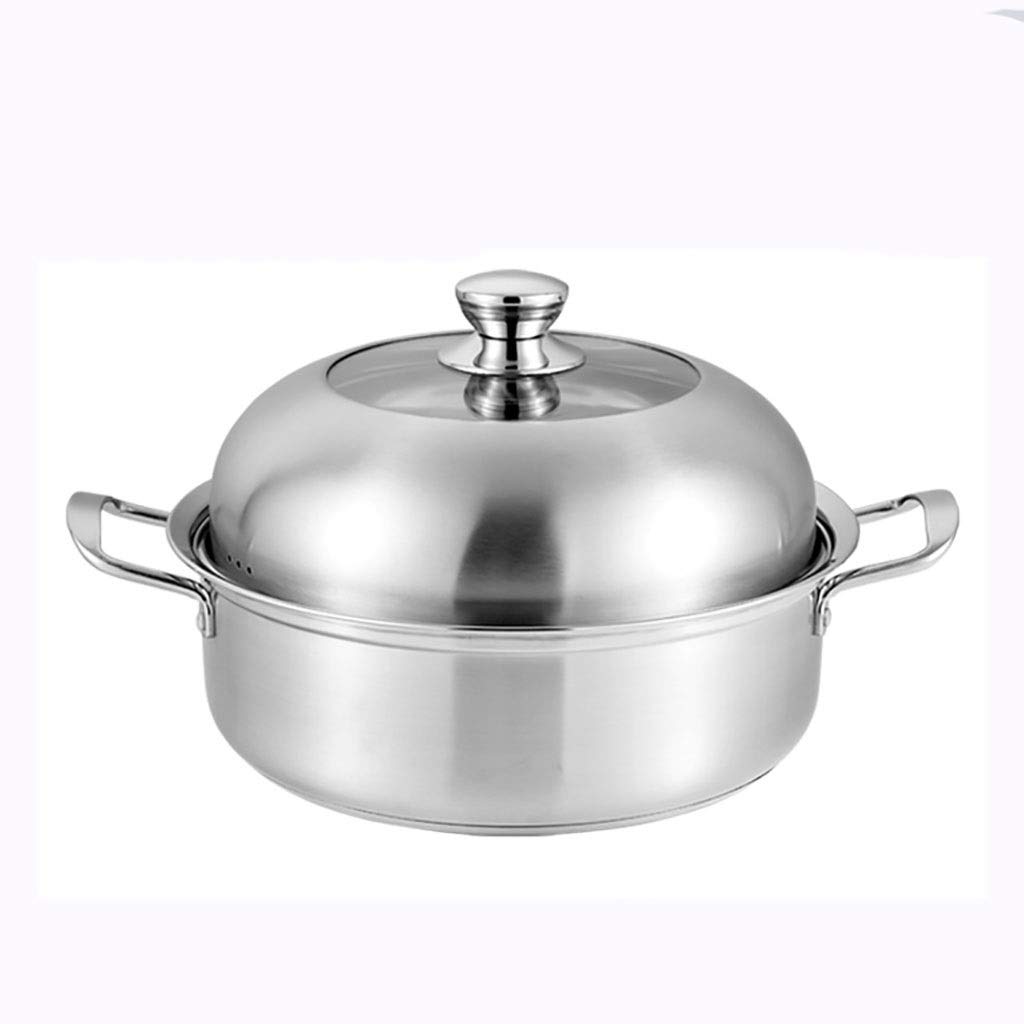 Premium 304 Stainless Steel Stock Pot with Steamer Insert - 28cm/30cm/32cm Thick Bottom Soup Cooking Pot for Gas & Induction Stoves - Perfect for Home Cooking, Canning, Steaming Vegetables & Large Batch Meal Prep