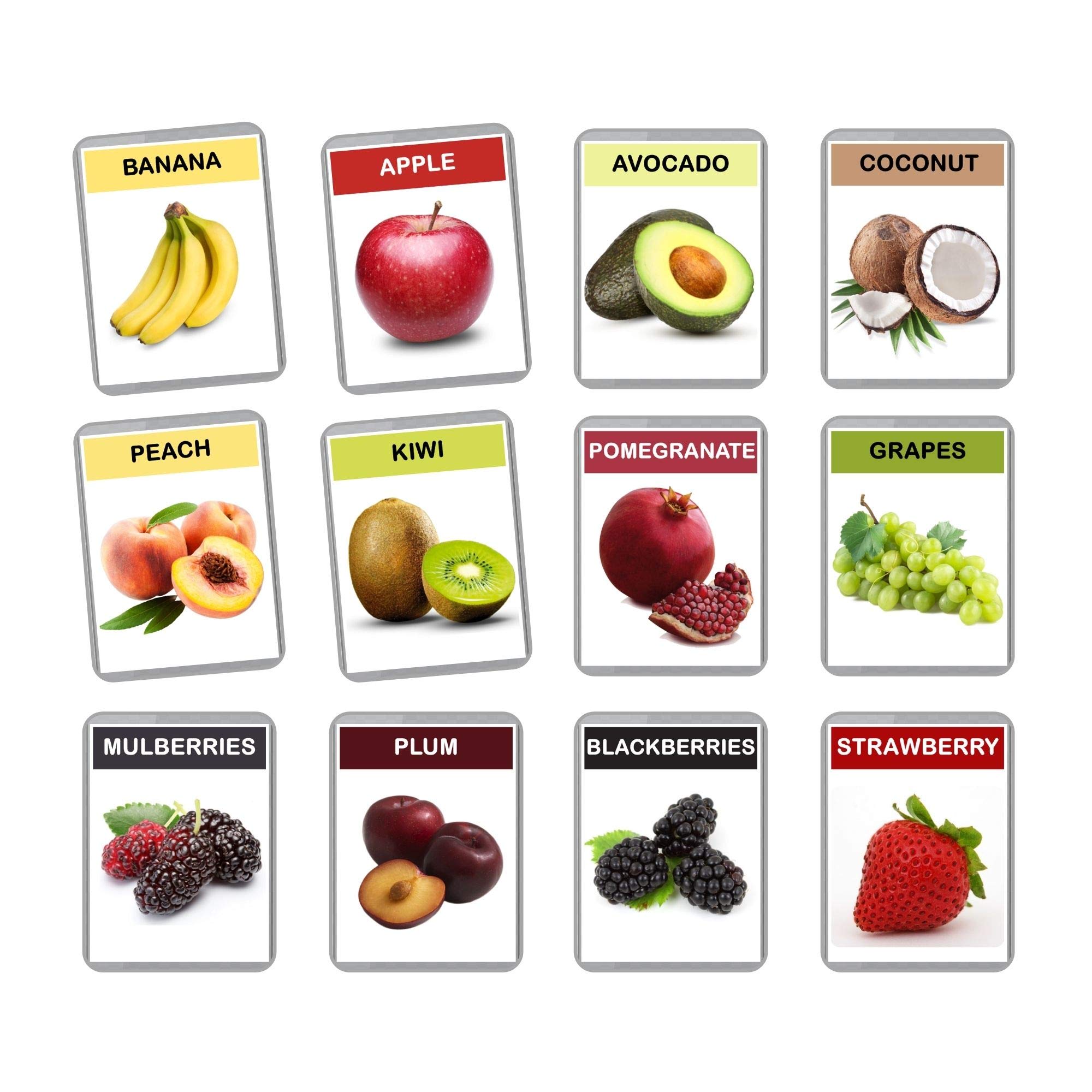 45 Laminated Fruits Flash Cards - Montessori & Homeschool Learning Tools | Multilingual English Bilingual Flashcards (Filipino + English) | Perfect for Early Childhood Education & Language Development
