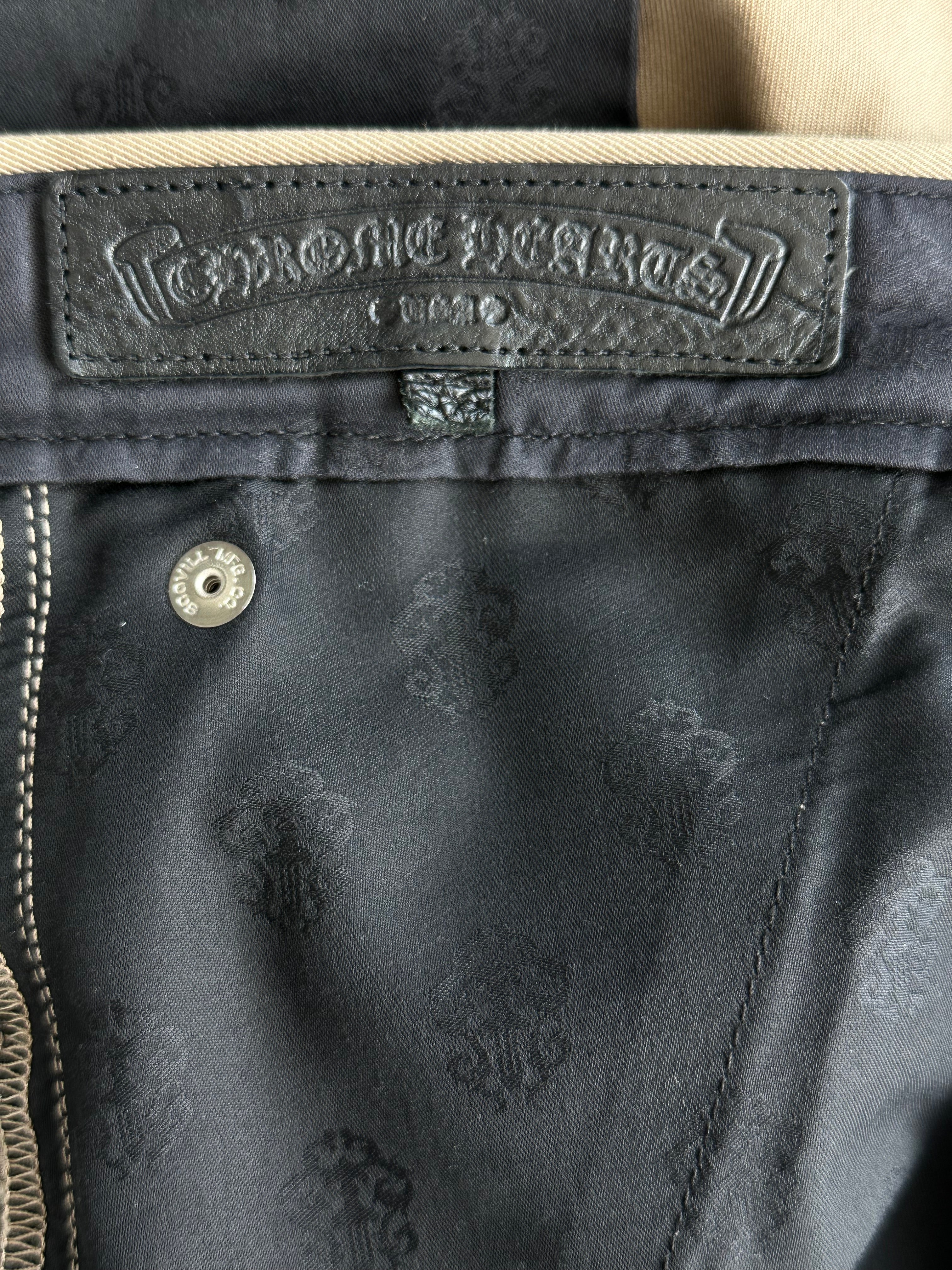 Chrome Hearts Tan Black Checkered Cross Patch Chinos for Men - Stylish Casual Pants for Streetwear & Everyday Fashion