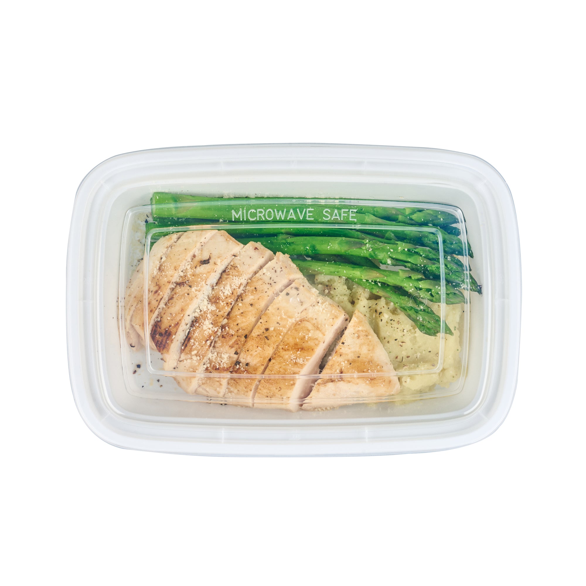 38 oz White Rectangle Plastic Food Storage Containers with Clear Lids - Microwave Safe Takeout Boxes (8.75