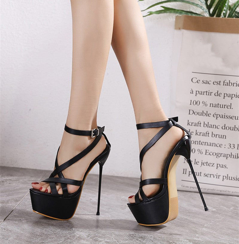 Lovevop Women's Party Sandals - Open Toe Stiletto Heels Platform Pumps with Hollow Out Design - Perfect for Club, Evening Dresses & Special Occasions - Black
