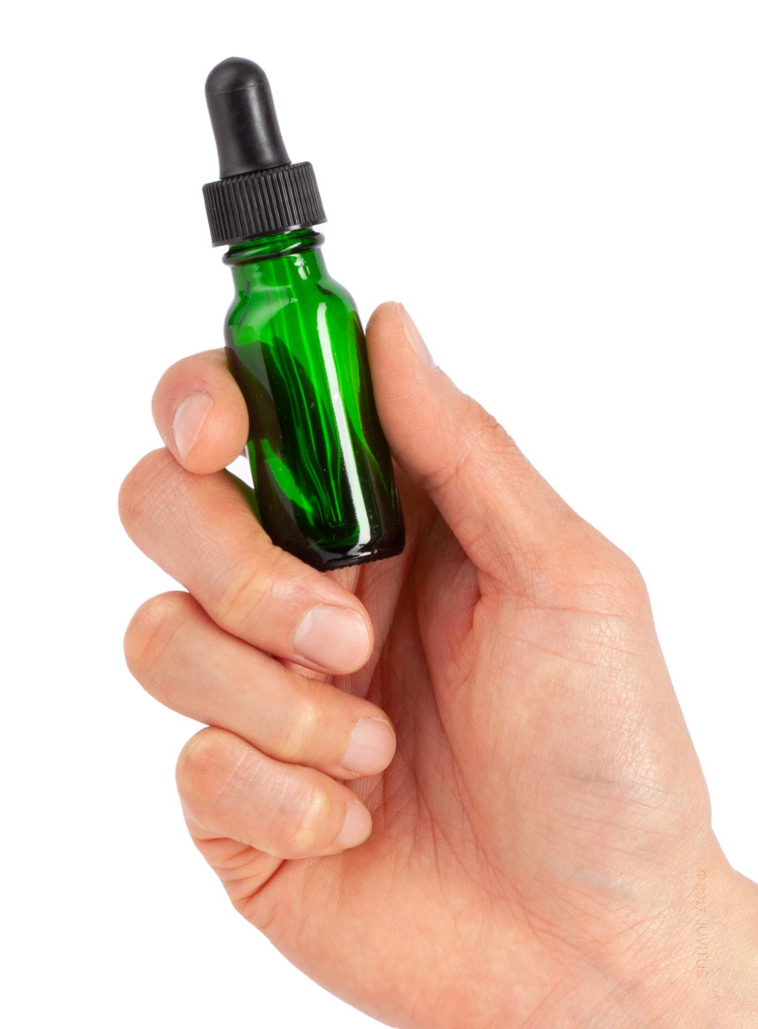 JUVITUS 24 Pack 0.5 oz (15ml) Green Glass Essential Oil Bottles with Black Dropper & Funnel - Perfect for Aromatherapy, DIY Blends, Travel Size Oils & Home Fragrance Solutions