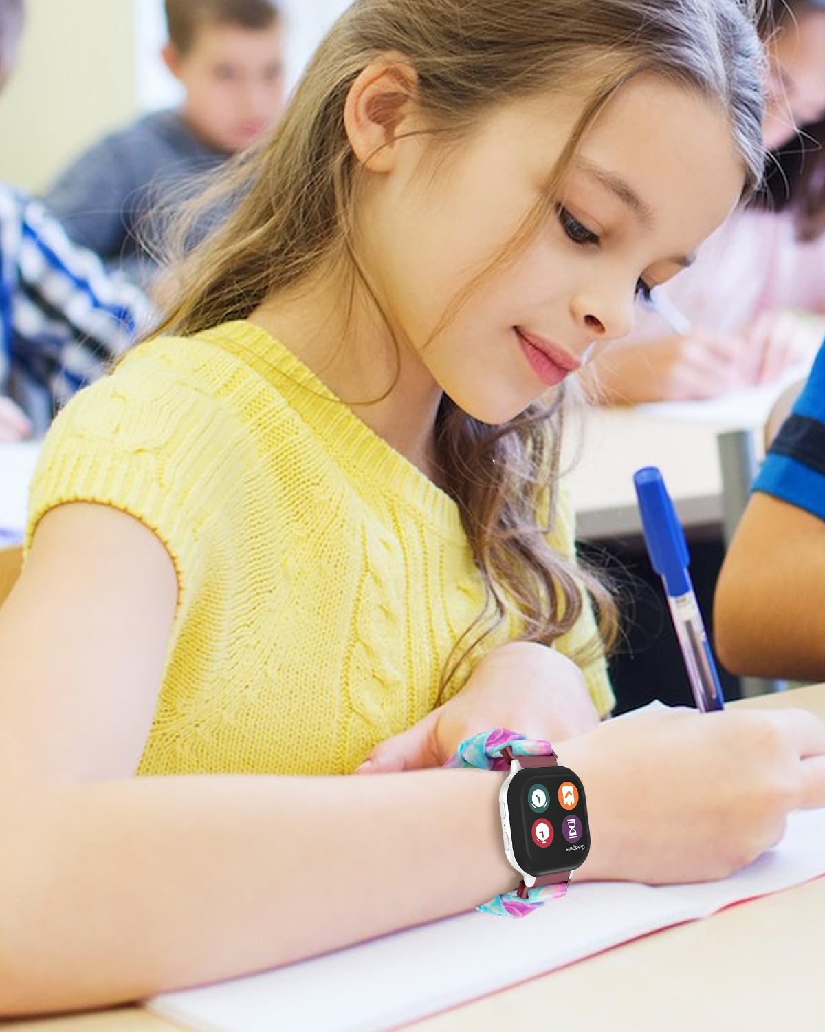 NewJourney Scrunchie Band Replacement for Gizmo Watch 3/2/1, Gabb Watch 3/2/1 & SyncUP Kids Watch - Cute Printed Stretchy Solo Loop Watch Band, Easy On/Off - Perfect for School, Play & Everyday Wear