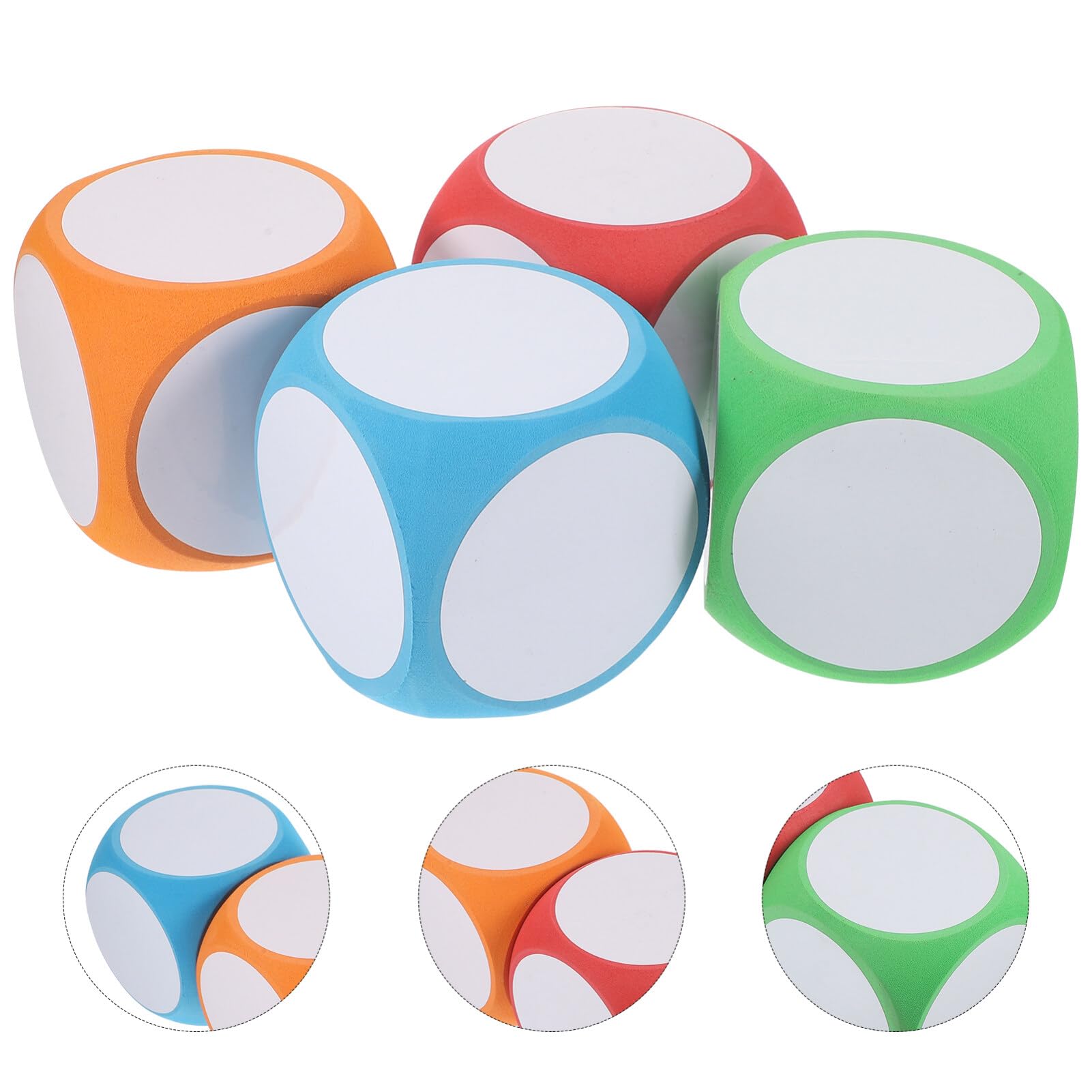 4 Inch Dry Erase Blocks - 4 Pack Foam Blank Dice for Classroom, Teaching & Learning Games | Writable & Wipe-Off Educational Props for Math, Language Arts & Group Activities