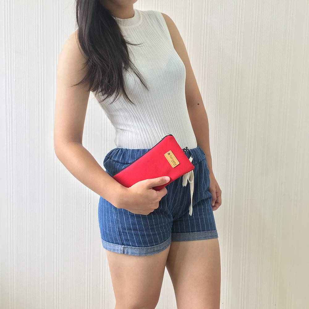 Tainada Clear View Phone Purse Pouch with Touch Screen Window & Adjustable Neck Strap - Compatible with iPhone 14/13/12, Samsung Galaxy - ID Card Holder & Coin Pocket (Red) - Perfect for Travel, Shopping, Concerts & Hands-Free Convenience