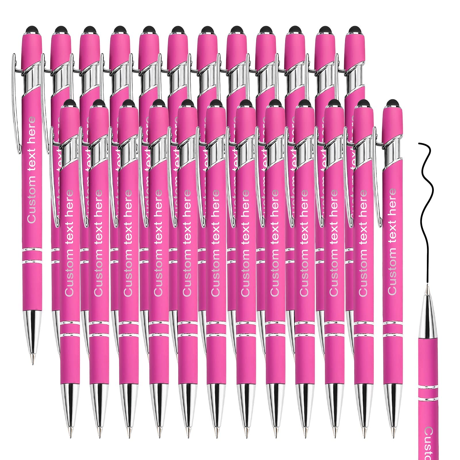 Amlion Custom Personalized Ballpoint Pens with Stylus - Bulk Engraved Name/Message/Logo - Ideal for Christmas Gifts, Wedding Favors, Business Promotions & Graduation Presents (12/24/48/96 PCS, Black Ink) - Perfect for Corporate Events, Branding Campaigns & Special Occasions
