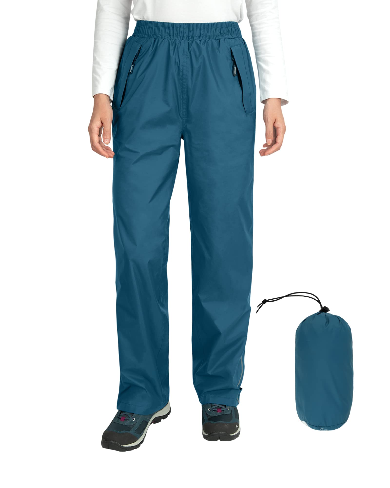 Outdoor Ventures Women's Waterproof Hiking Rain Pants - Packable, Windproof & Breathable for Outdoor Adventures, Camping & Travel