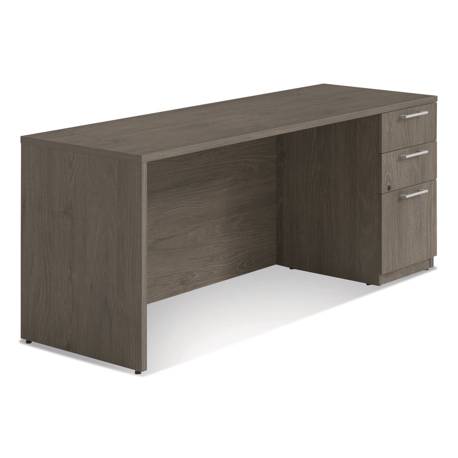 Alera Seville Series Walnut Credenza with Right Pedestal - 72