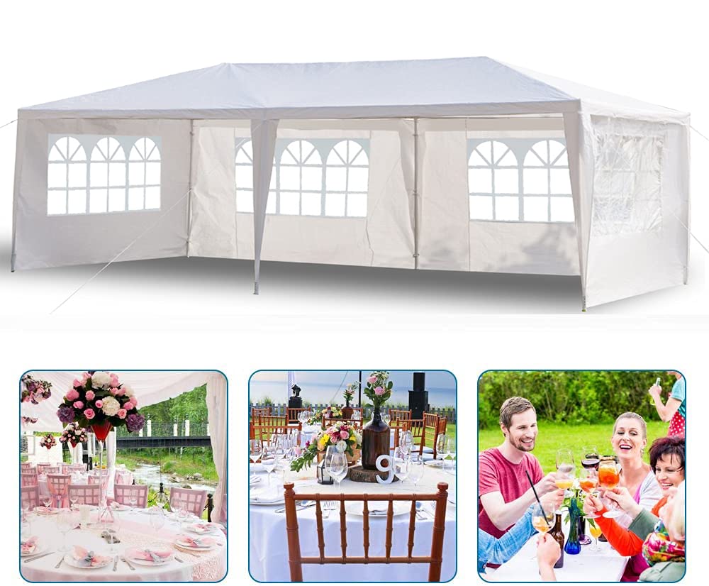 10' x 20' Heavy Duty Waterproof Party Tent - Outdoor Wedding Event Canopy with Removable Sidewalls | All-Weather Camping Shelter, BBQ Pavilion & Catering Gazebo for Backyard, Beach & Garden Parties