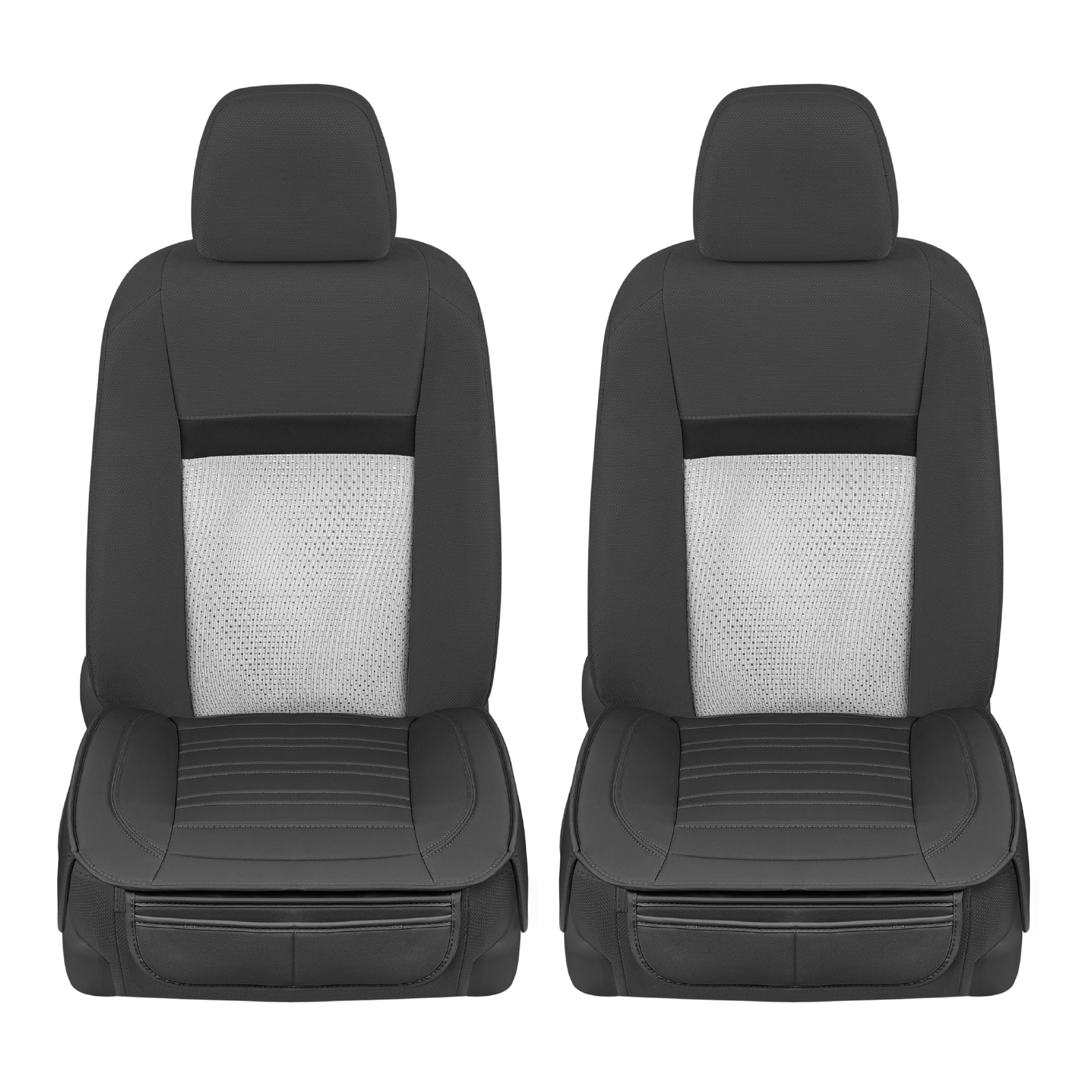 Premium Faux Leather Car Seat Covers Full Set for Cars, Trucks & SUVs - Black Padded Design with Storage Pockets | Waterproof & Anti-Slip Protection | Perfect for Road Trips, Daily Commute & Family Travel