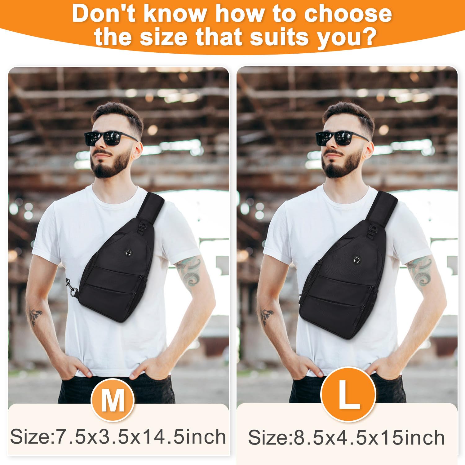 Trendy Unisex Crossbody Sling Bag with Convertible Shoulder Strap - Lightweight Chest Backpack for Women & Men - Perfect for Travel, Shopping & Daily Commute
