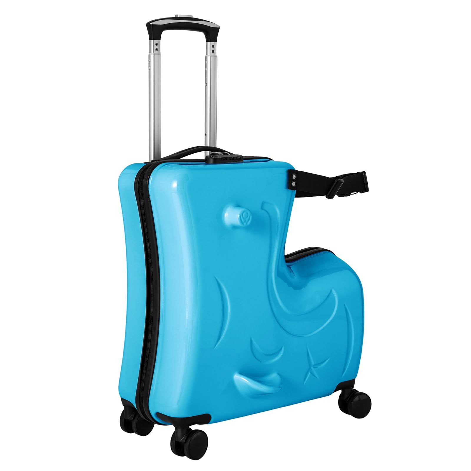 **DNYSYSJ 20 Inch Kids Carry-On Suitcase with Ride-On Feature & Safety Belt - Lightweight Travel Luggage for Toddlers & Children, Perfect for Airplane Trips & Family Vacations (Blue-20)**