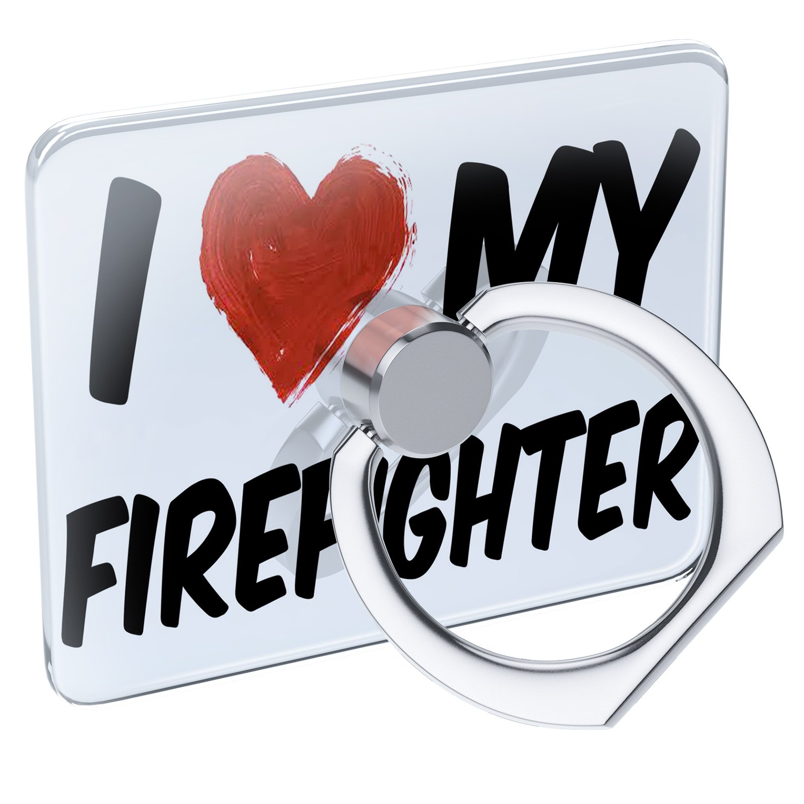 Cell Phone Ring Holder Collapsible Grip & Stand - I Love My Firefighter Design, Secure Phone Grip for Hands-Free Viewing, Perfect for Firefighters, First Responders & Everyday Use