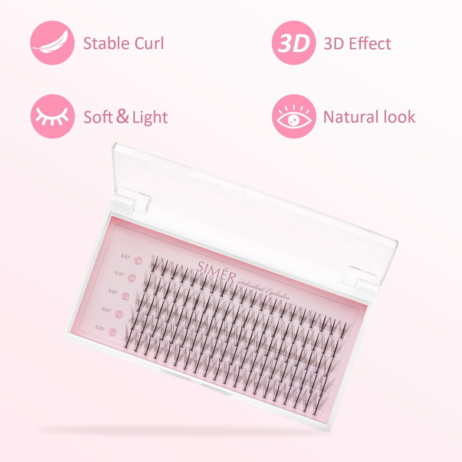 Natural False Eyelashes 100 Clusters - DIY Eyelash Extension Kit with 10/11/12mm Mixed Wispy C Curl Lashes (0.07mm Thickness) for Volume & Length - Perfect for Daily Wear, Parties & Special Occasions