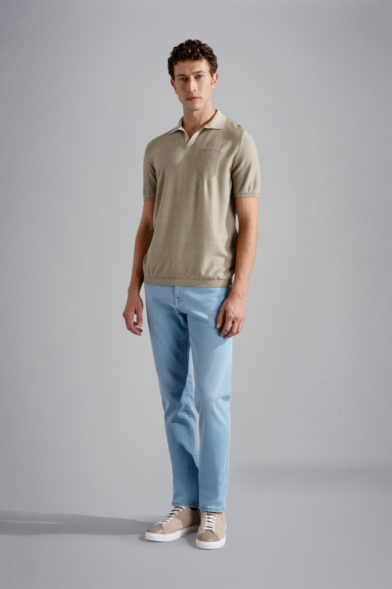 PAUL & SHARK Men's Cotton Knit Skipper Polo Shirt - Almond Color - Comfortable & Breathable for Casual Wear, Golf, and Business Attire