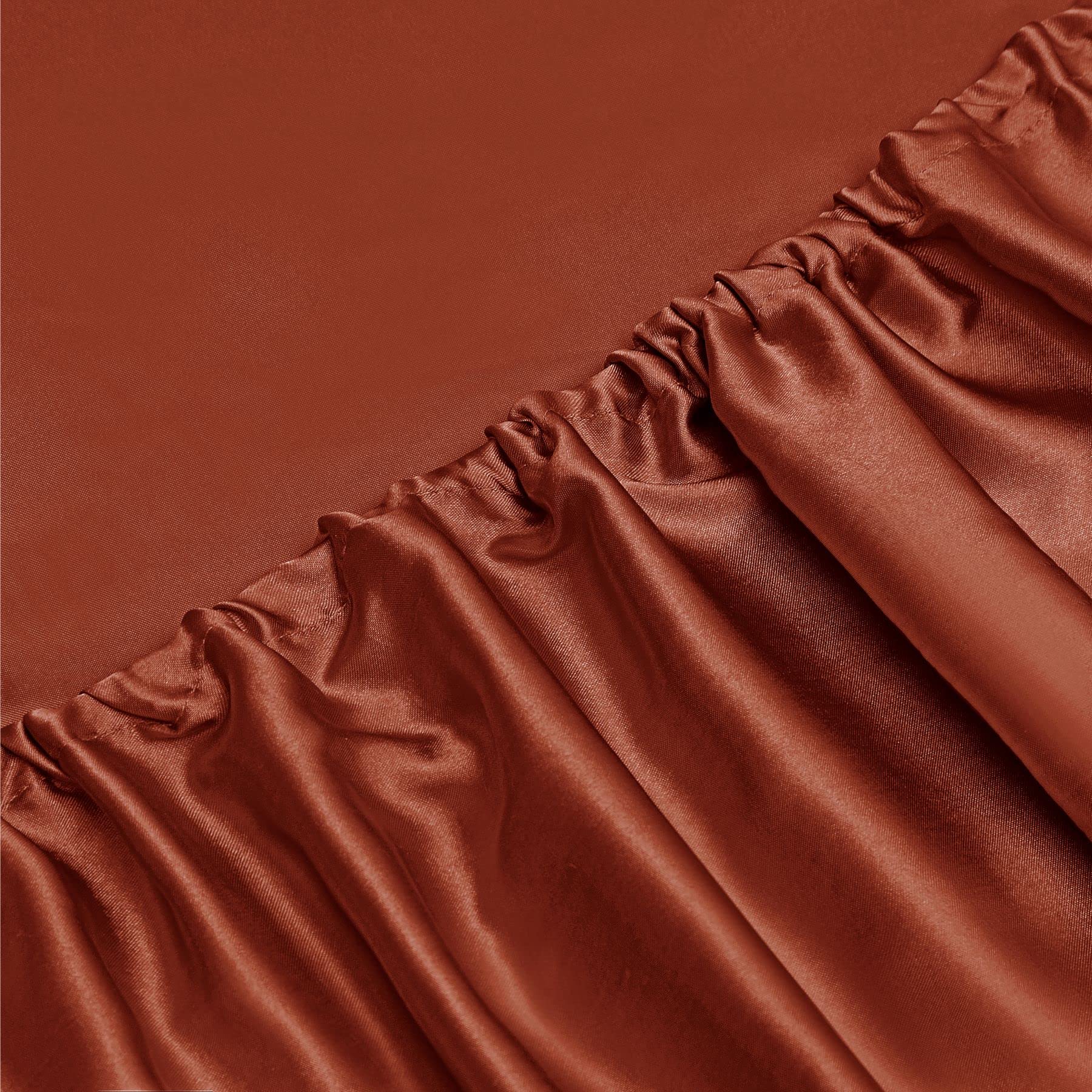 Luxury Vonty Satin Sheets Set - California King Size, Ultra Soft & Breathable Satin Bedding (Rust Orange) - Includes 1 Deep Pocket Fitted Sheet, 1 Flat Sheet & 2 Pillowcases - Perfect for Master Bedroom, Guest Room & Hotel Luxury Experience