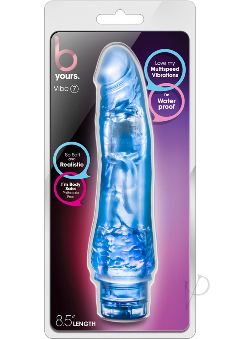 B Yours Vibe 7 Powerful 8.5 Inch Blue Vibrating Dildo - Waterproof & Rechargeable Adult Toy for Couples & Solo Pleasure