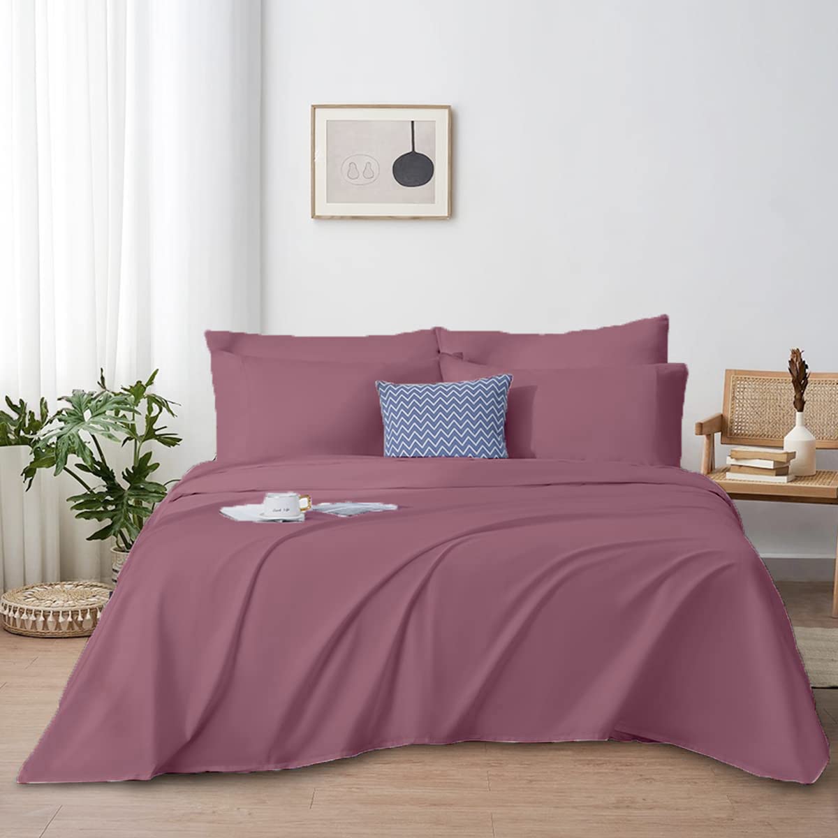 Premium Full-XL Luxury Bed Sheet Set - 100% Egyptian Cotton, Ultra Soft & Breathable 4-Piece Set with Deep Pocket (16-18
