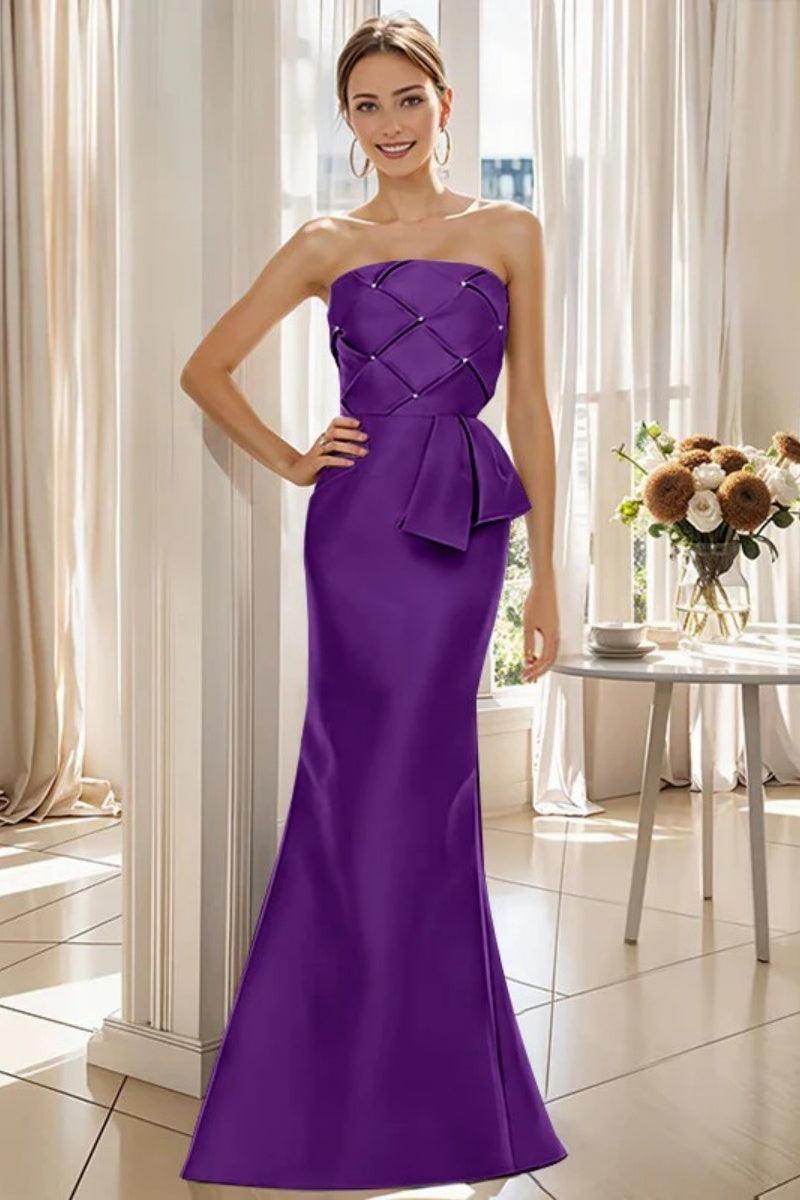 Elegant Mermaid Strapless Sleeveless Floor Length Mother of the Bride Dress CM0371 - Perfect for Weddings, Proms & Formal Evening Events