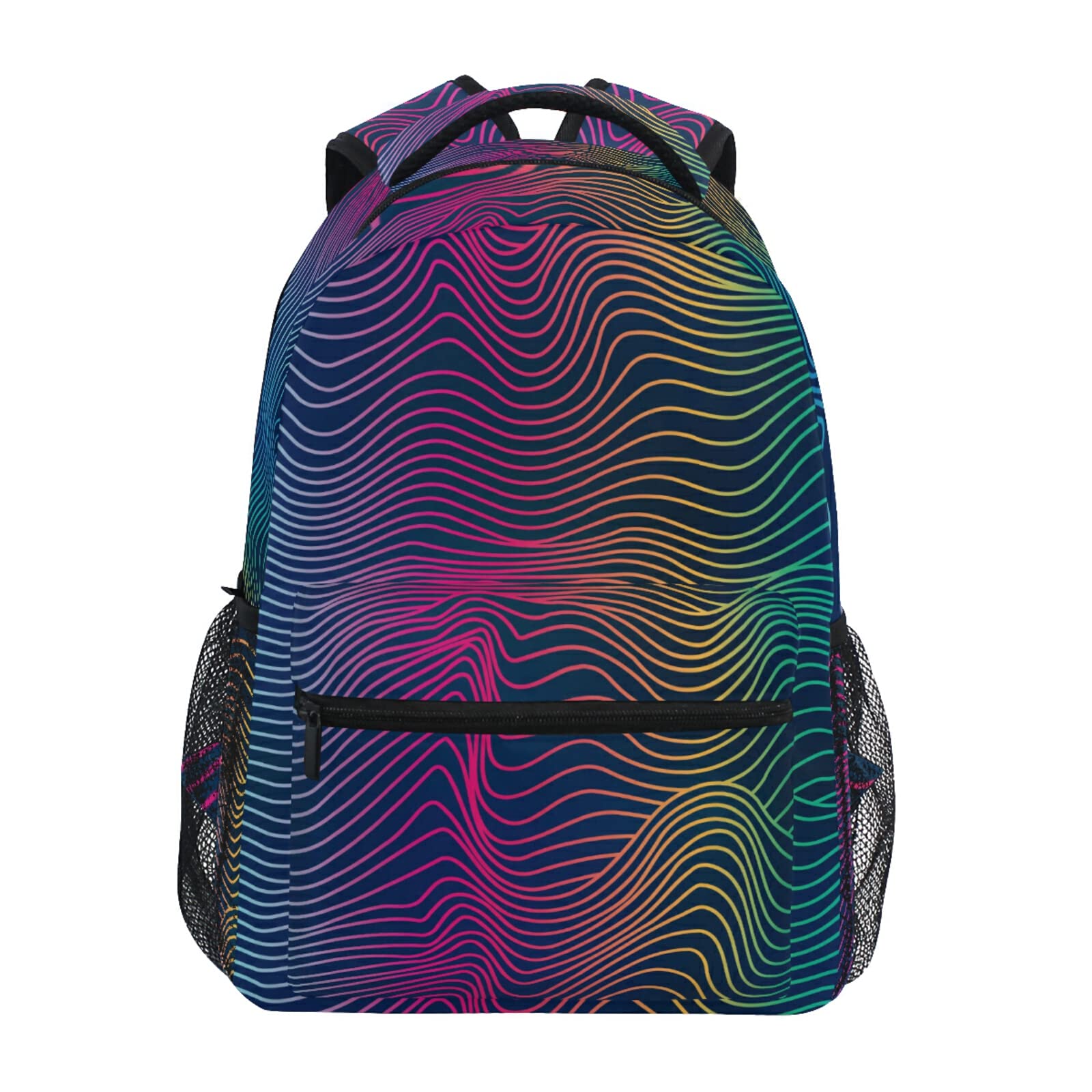 ALAZA Neon Wireframe Wave Travel Laptop Backpack - Durable 17 Inch College School Backpack for Men & Women - Perfect for Commuting, Business Travel & Campus Use