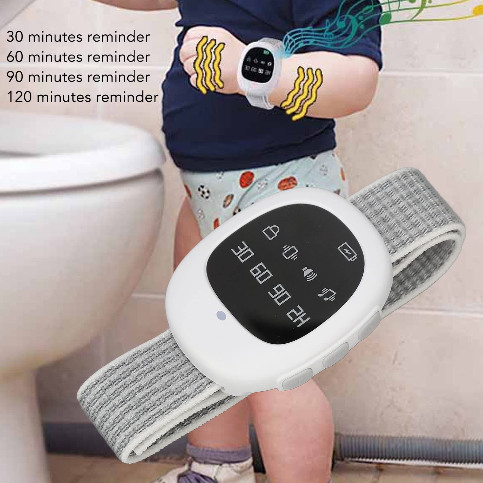 **Bed Wetting Alarm for Kids & Adults - Wireless Potty Training Alarm with Sound & Vibration, Timer Setting, White - Helps Stop Bedwetting for Children & Elderly (Home & Travel Use)**