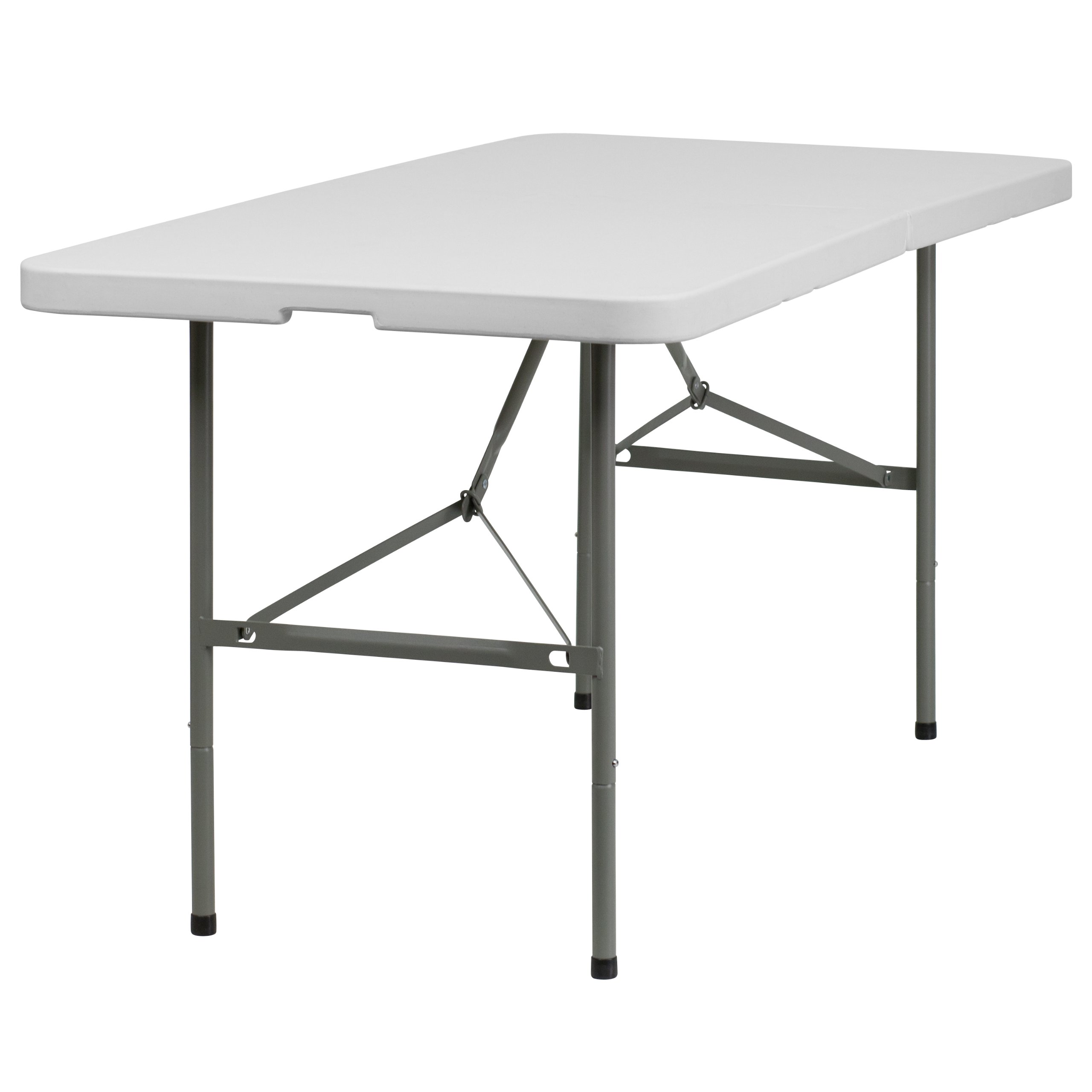 5-Foot Bi-Fold Granite White Plastic Folding Table with Handle - Portable Event Table for Parties, Picnics & Outdoor Gatherings