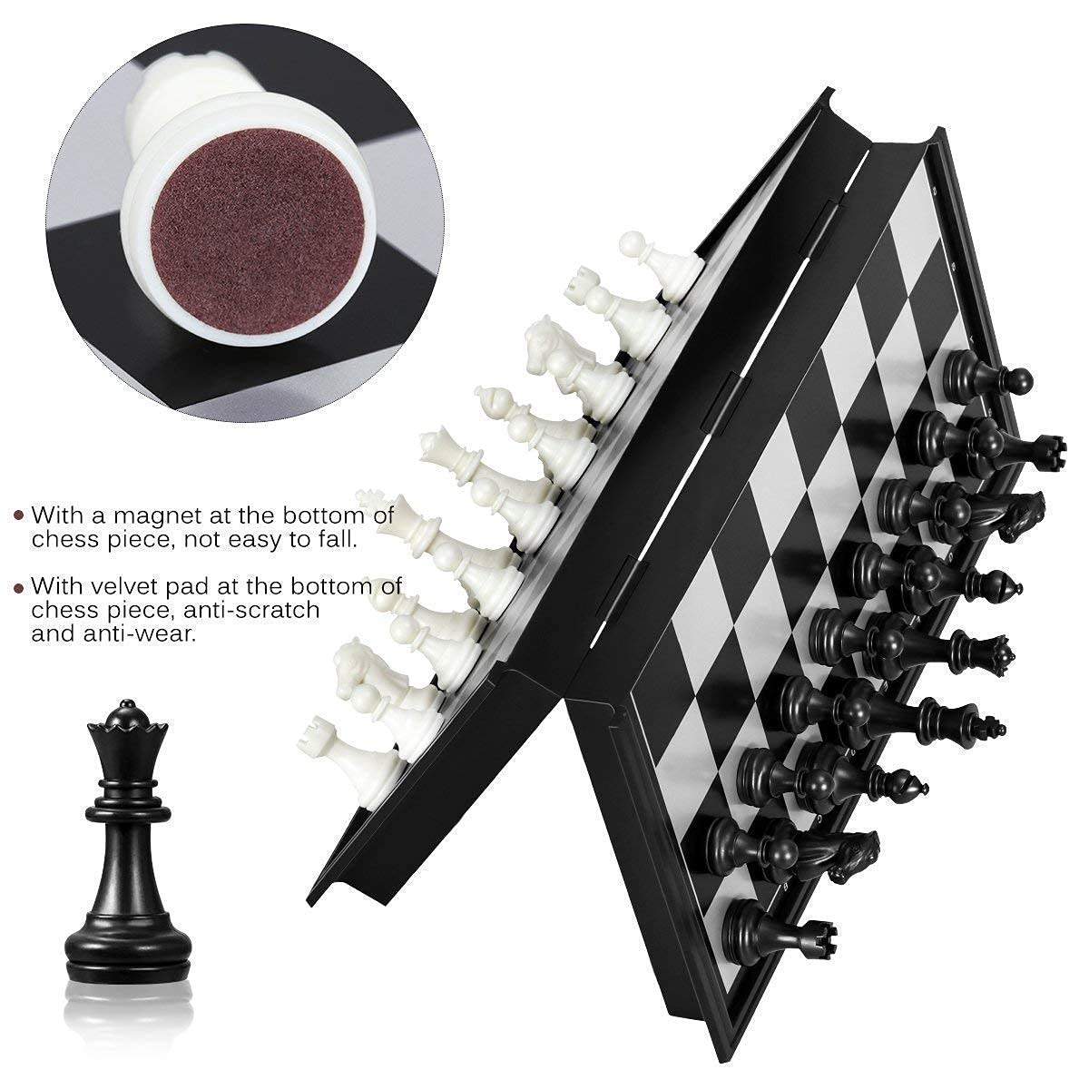Magnetic Educational Chess Board Set - 10 Inch Folding Chess Game for Kids & Adults, 2 Players Travel Toy (Black) - Perfect for Family Game Nights, Travel, and Learning Strategy Skills