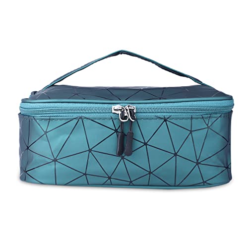 NFI Essentials Makeup Pouch for Women - Waterproof Cosmetic Bag with Zipper, Travel Makeup Organizer for Brushes & Accessories (Green) - Perfect for Gym, Travel & Daily Beauty Storage