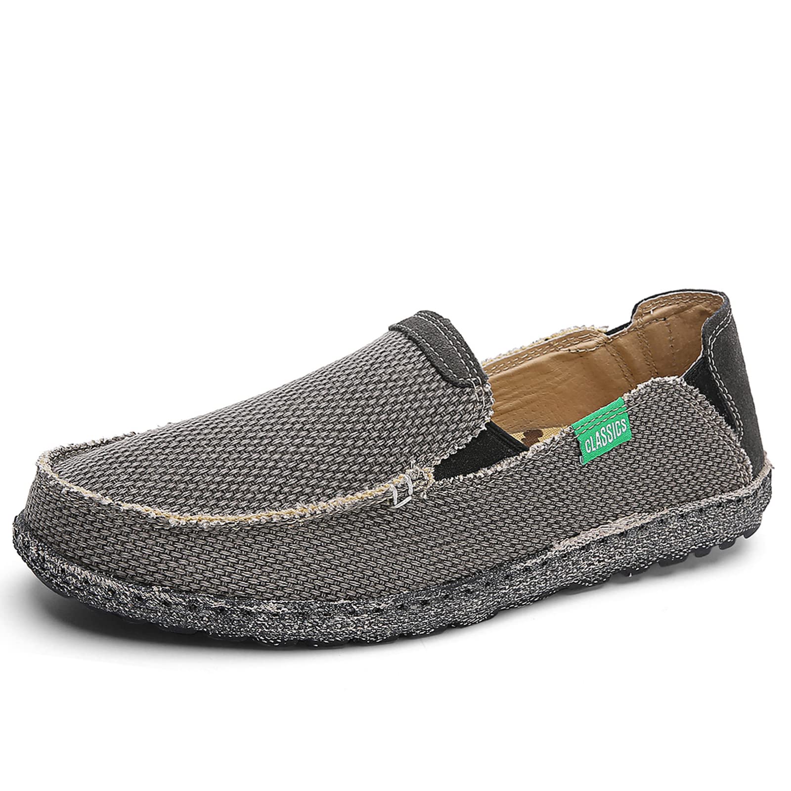 JAMONWU Men's Slip-On Canvas Loafers - Breathable Casual Boat Shoes for Men - Vintage Style Deck Shoes for Walking, Travel & Everyday Wear