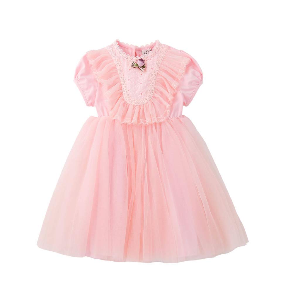 Quenny Summer Girls' Korean Style Lolita Dress - Fashion Floral Mesh Princess Dress for Tea Parties, Cosplay & Special Occasions