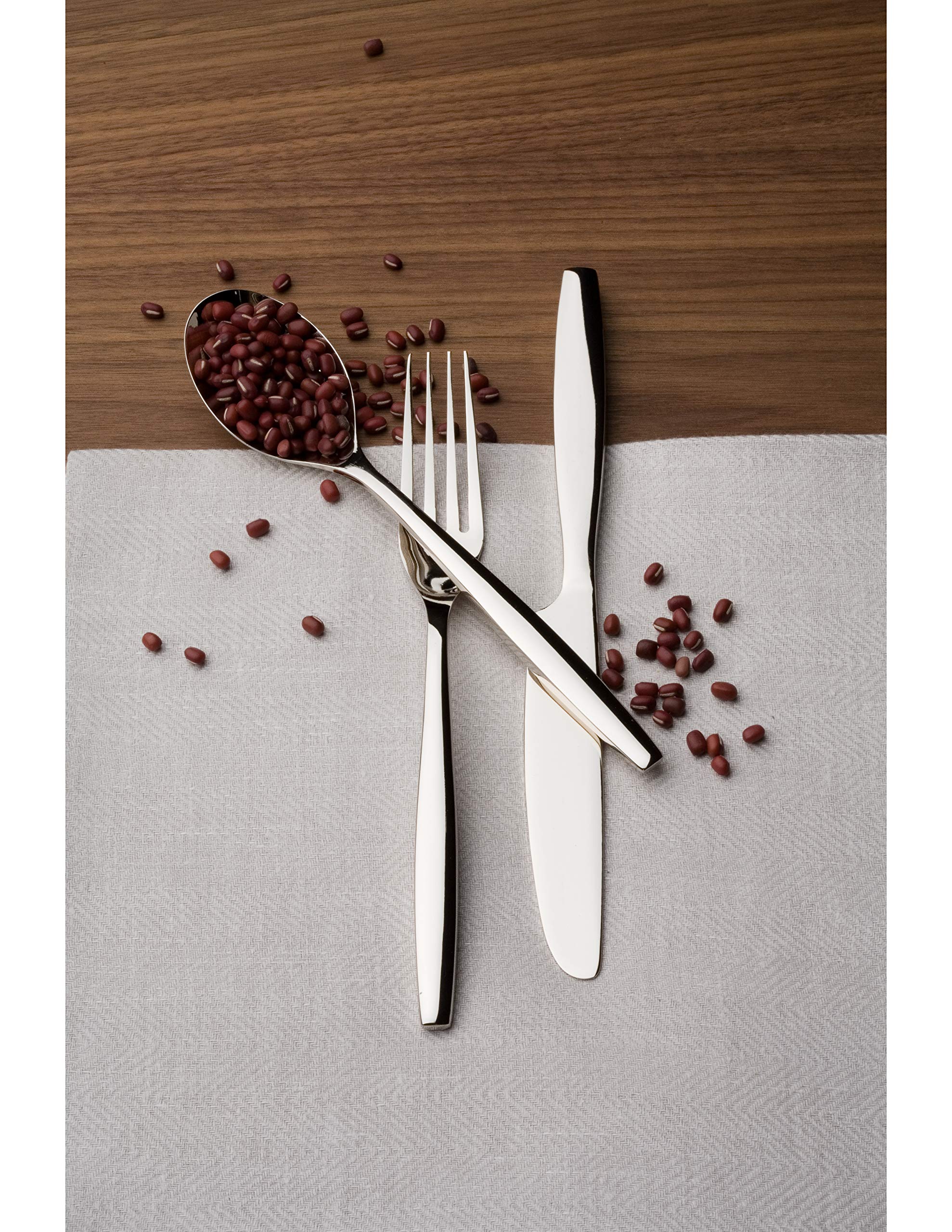 Nambé Aidan 45-Piece Flatware Set - 18/10 Mirror Stainless Steel Silverware Cutlery Set for 8 People with Hostess Utensils - Elegant Dining for Home Kitchens & Restaurants - Dishwasher Safe - Perfect for Dinner Parties, Weddings & Upscale Entertaining