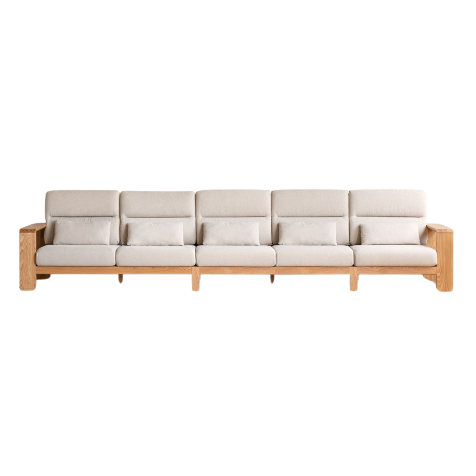 Oak Solid Wood Modern Log Style Corner Fabric Sofa - Rustic Cabin Furniture for Living Room, Lodge & Cozy Home Decor