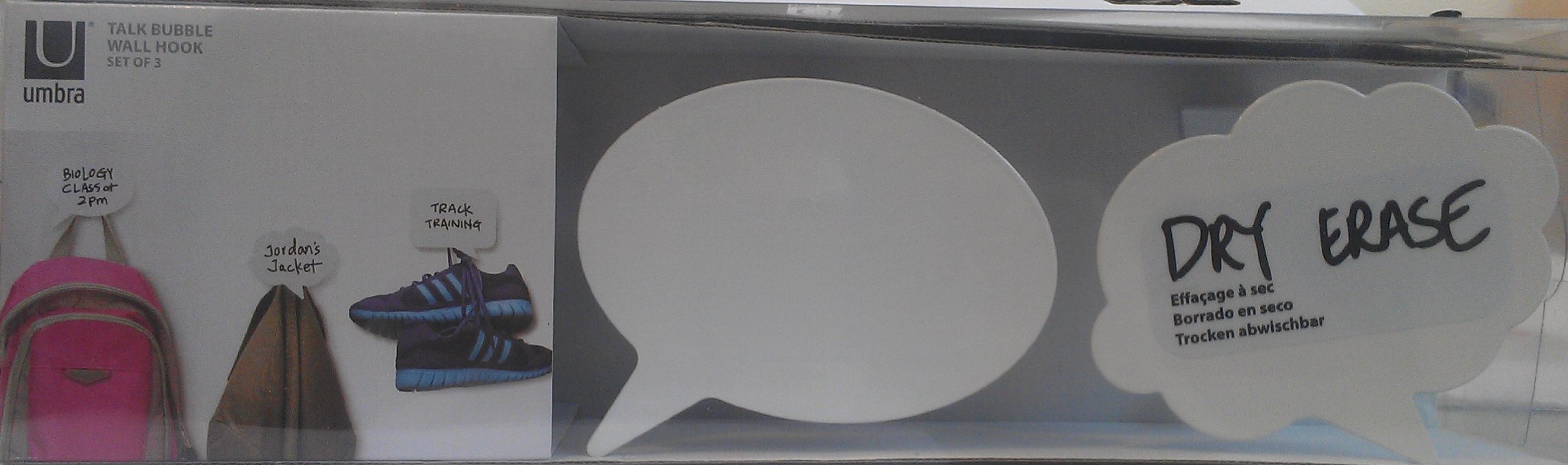 Umbra Dry Erase Talk Bubble White Wall Hooks - Set of 3 | Reusable Memo Board for Kitchen, Office & Kids Room Organization