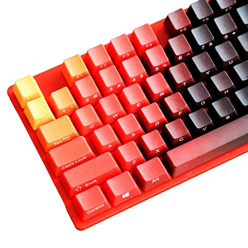 Gradient PBT Keycaps for Cherry MX - Side-Printed OEM Profile - Gaming & DIY (Red)