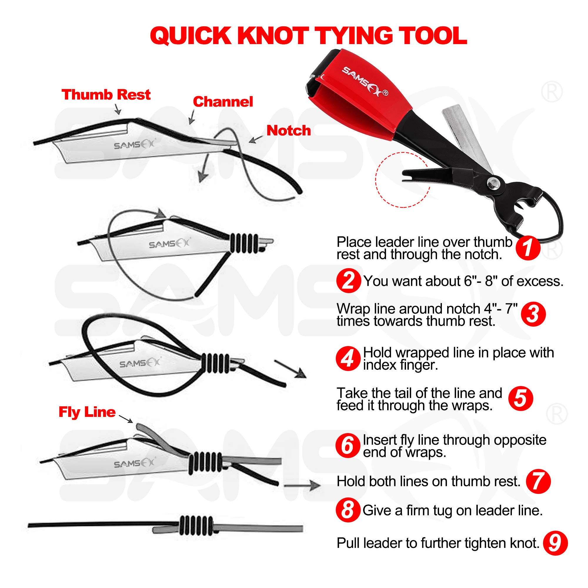 Quick Knot Tying Tool with Carabiner - SAMSFX Fly Fishing Multi-Tool with Retractable Badge Holder & Magnet | Perfect for Fly Fishing, Outdoor Activities & Work ID Badges