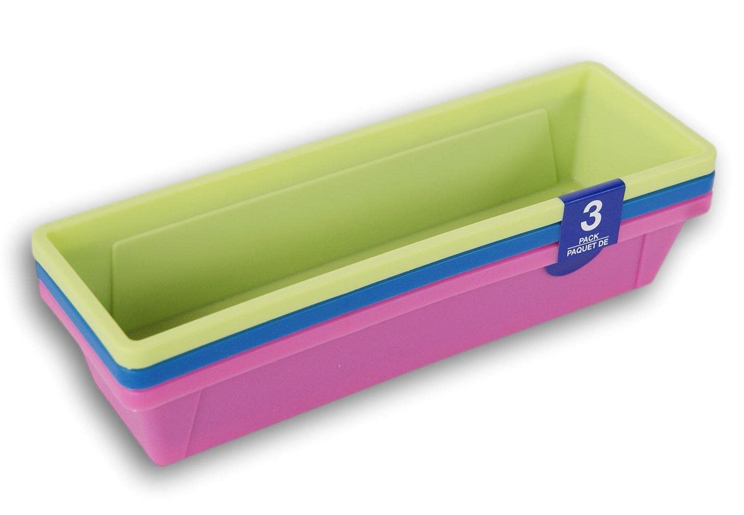 Colorful Plastic Pencil Trays & Storage Baskets - Set of 3 Mini Organizer Bins for School, Office & Home Desk Organization (Colors May Vary)