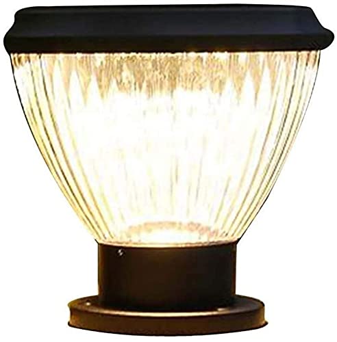 Solar LED Outdoor Post Light Fixture - Waterproof Round Pillar Lamp with Glass Shade for Garden, Courtyard, Villa Fence & Landscape Decoration | Perfect for Pathways, Driveways & Patio Lighting