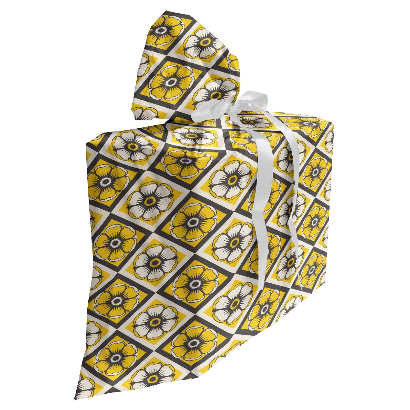 Ambesonne Grey Yellow Gift Bag with Ribbons for Party Favors