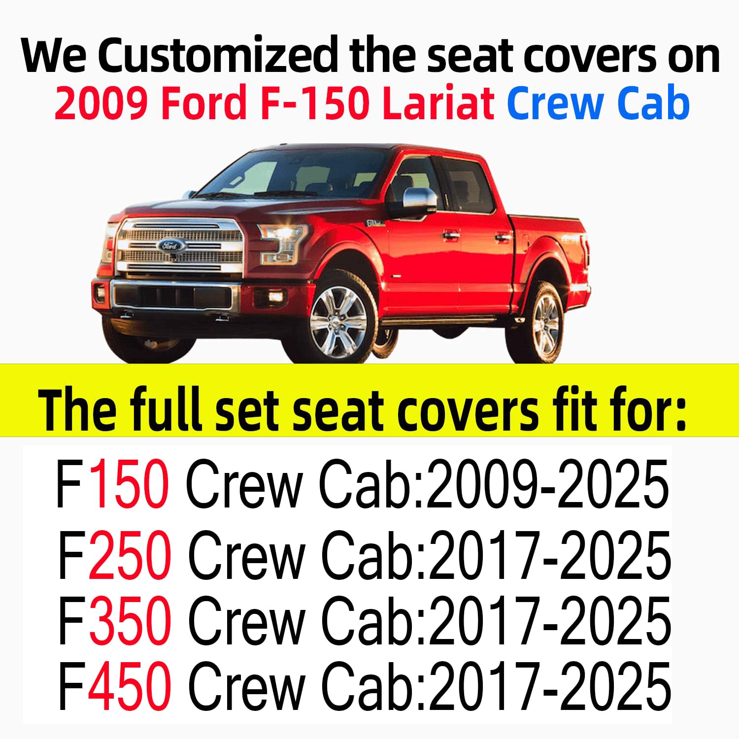 Premium Waterproof Leather Car Rear Seat Covers for 2009-2025 Ford F150 & 2017-2025 F250/F350/F450 - Universal SUV & Pickup Truck Seat Protectors (Black-Blue) - Perfect for Road Trips, Camping & Family Adventures
